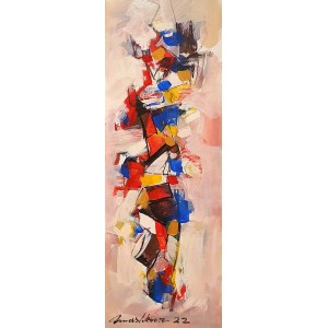 Mashkoor Raza, 12 x 36 Inch, Oil on Canvas, Abstract Painting, AC-MR-544